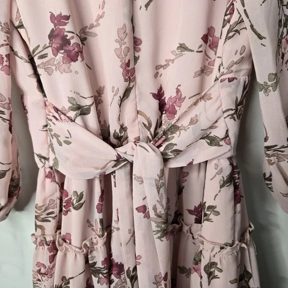 Summer Floral Print Tiered V Neck Dress Ruffles Babydoll Y2K Mini Dress Sz M - Picture 8 of 12